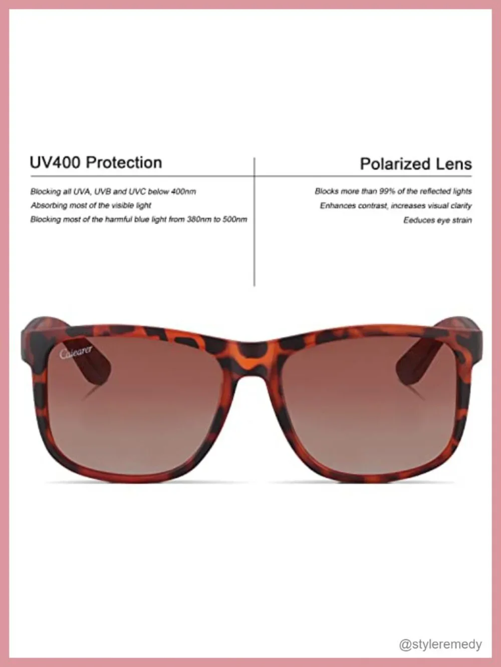 TR90 Frame Polarized Square Sunglasses 100% UV400 Protection